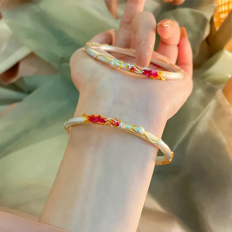 Heart Grass 999 Fine Silver Bangles Women's-3