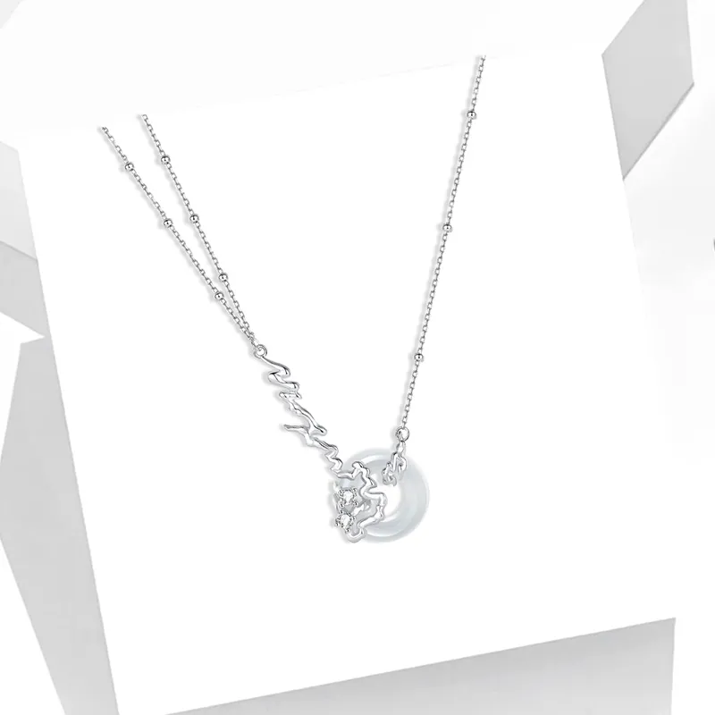 Heart Grass Chalcedony Jade Necklaces Women's-1