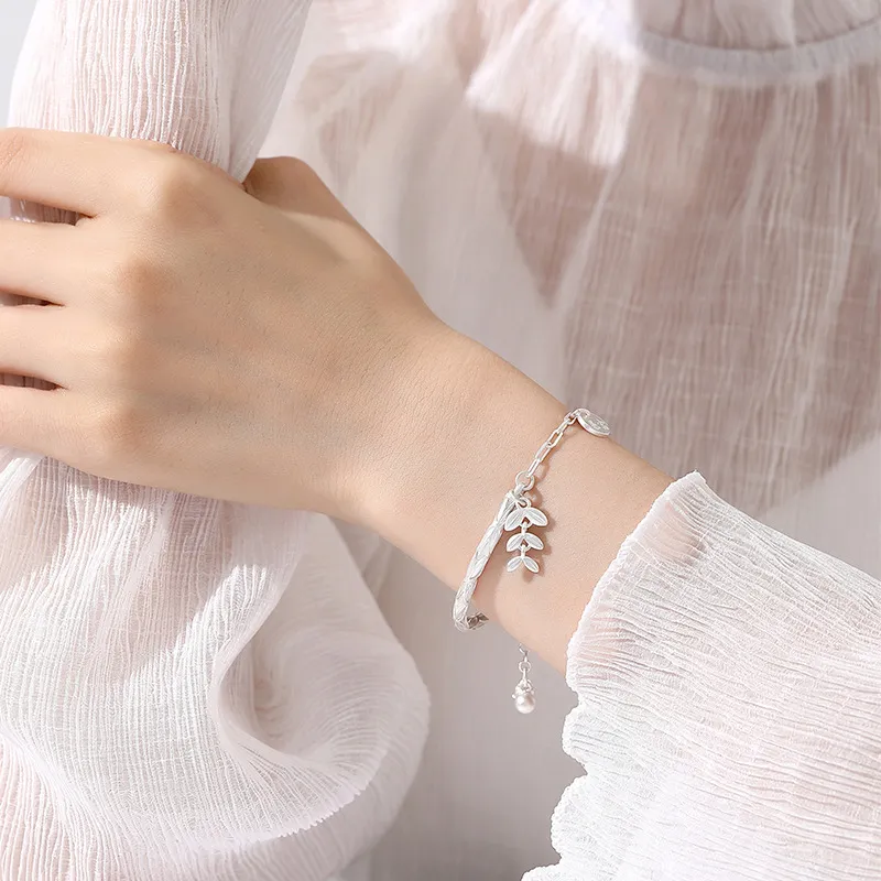 Heart Grass 999 Fine Silver Bracelets Women's-3