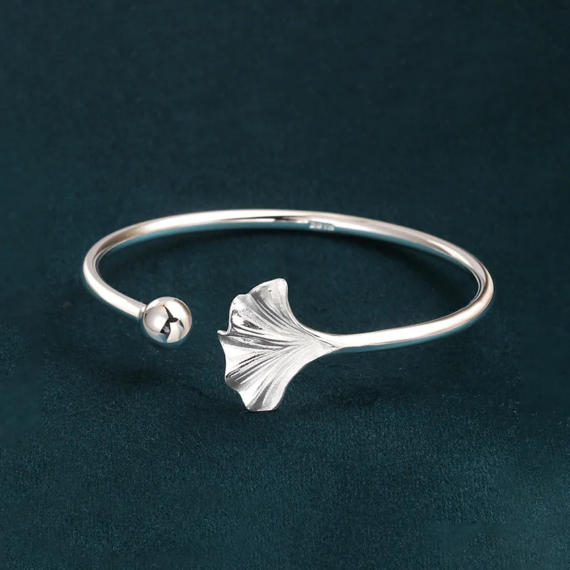 Heart Grass 999 Fine Silver Bangles Women's-1