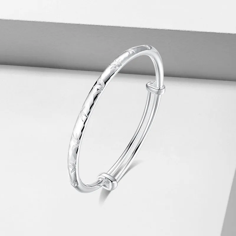 Heart Grass 999 Fine Silver Bangles Women's-2