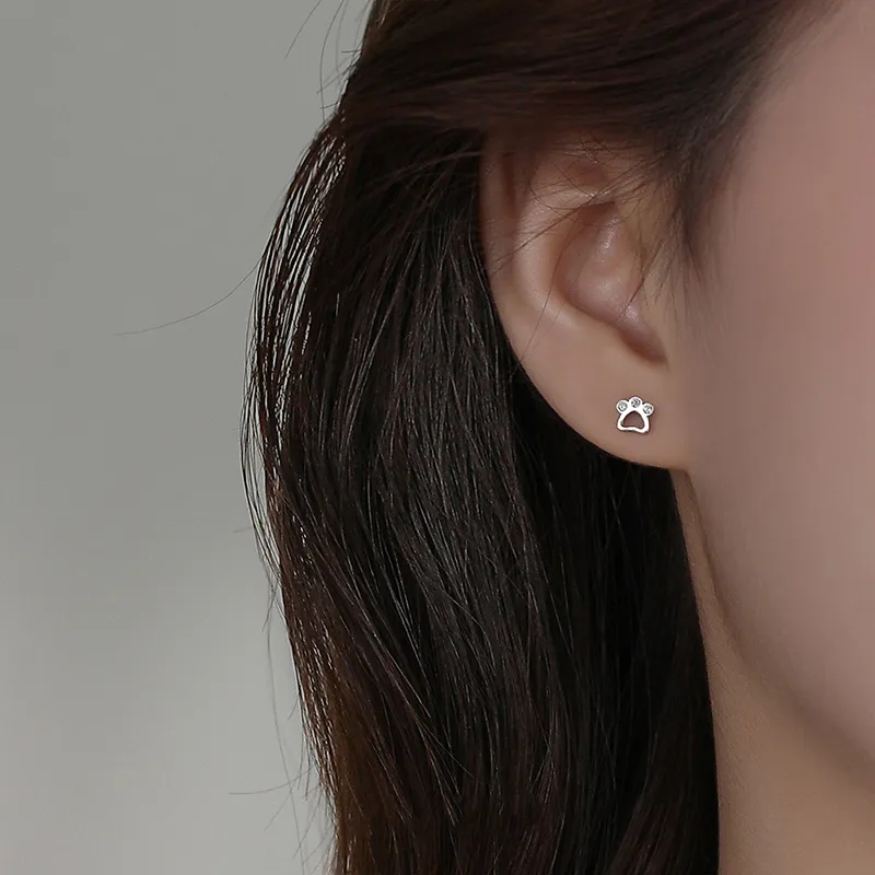 Heart Grass 999 Fine Silver Stud Earrings Women's-3