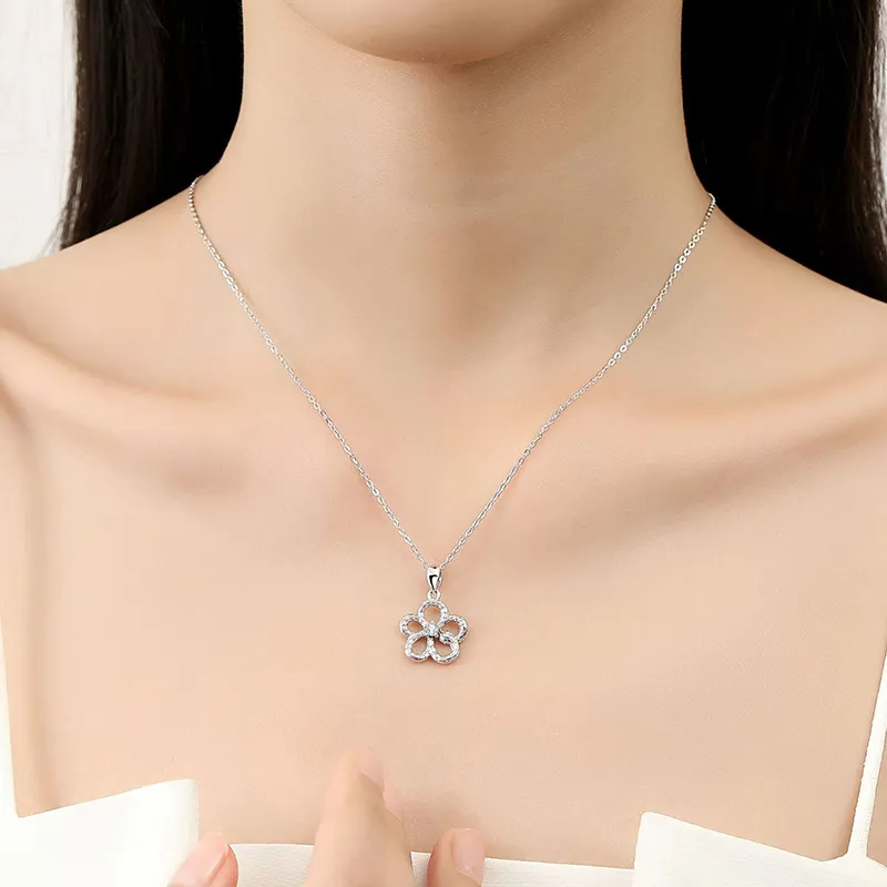 Heart Grass S925 Silver Necklaces Women's-3