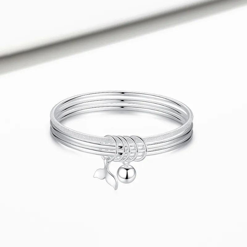 Heart Grass 999 Fine Silver Bangles Women's-1