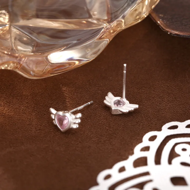 Heart Grass 999 Fine Silver Stud Earrings Women's-2