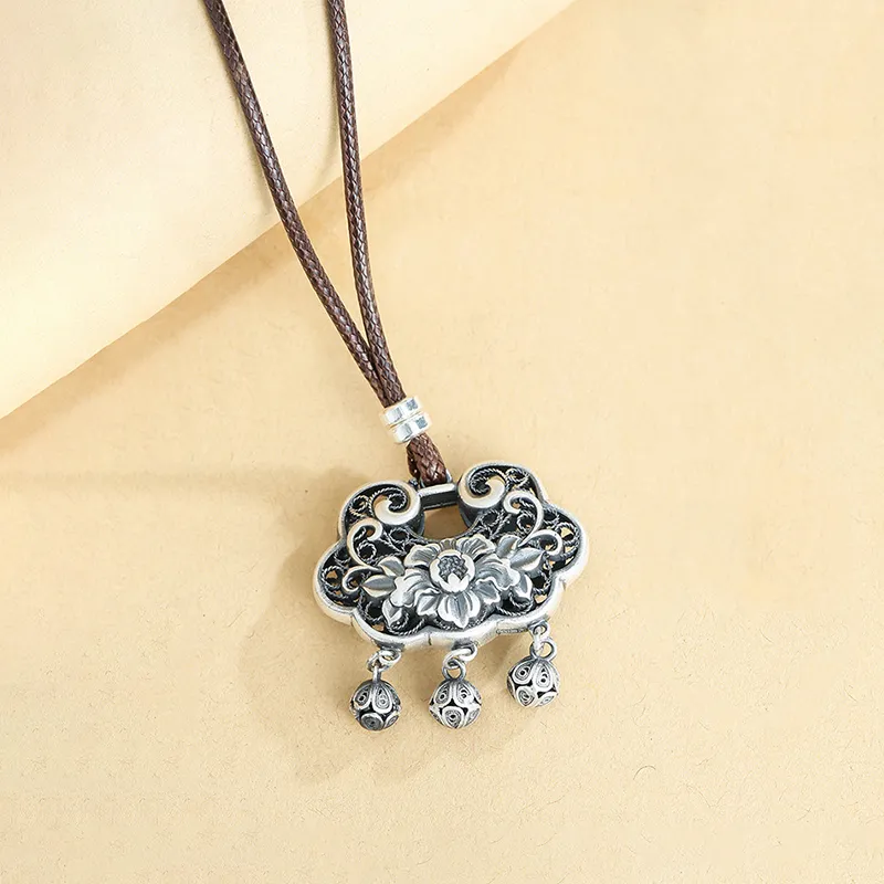 Heart Grass 999 Fine Silver Necklaces Women's-2