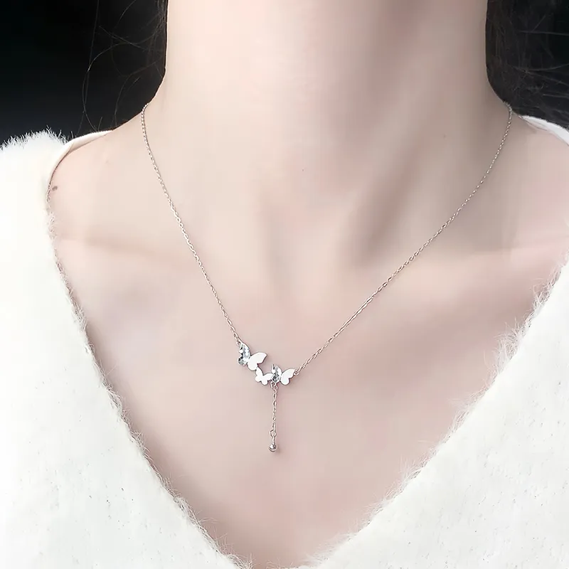 Heart Grass S925 Silver Necklaces Women's-3