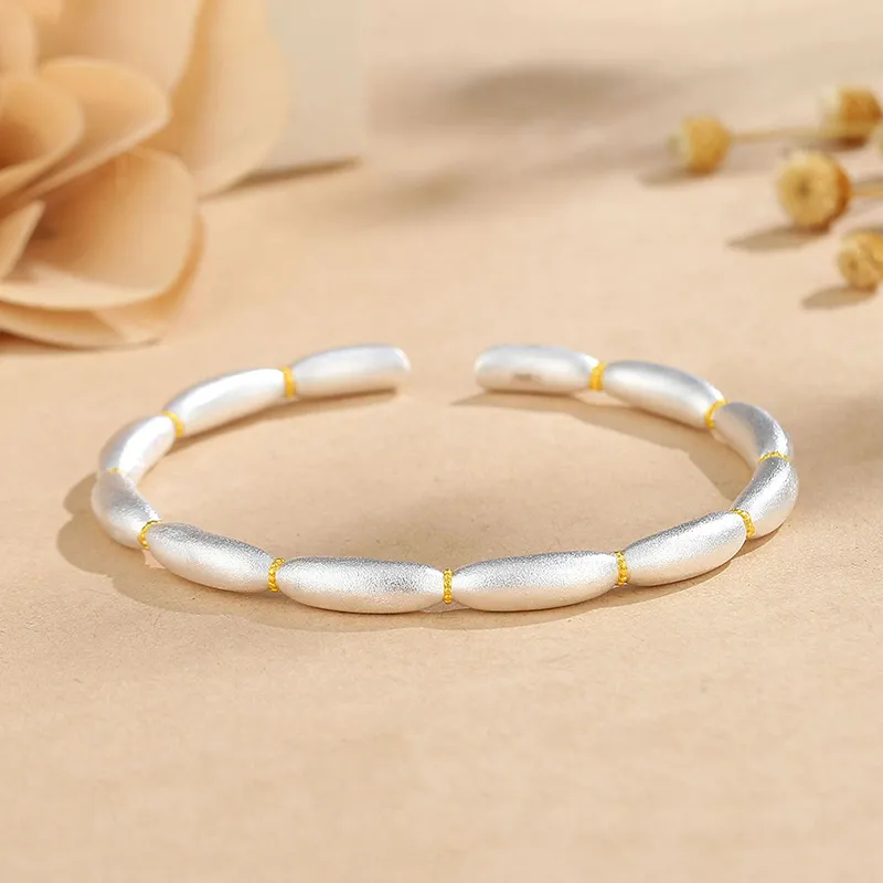 Heart Grass 999 Fine Silver Sterling Silver Bracelets Women's-1