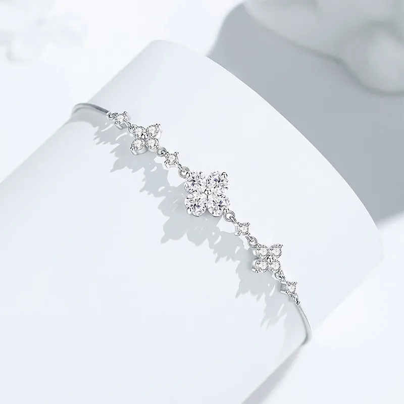 Heart Grass S925 Silver Bracelets Women's-3