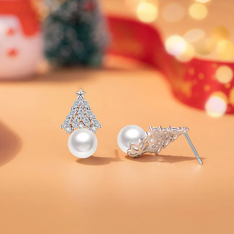 Heart Grass S925 Silver Stud Earrings Women's-2