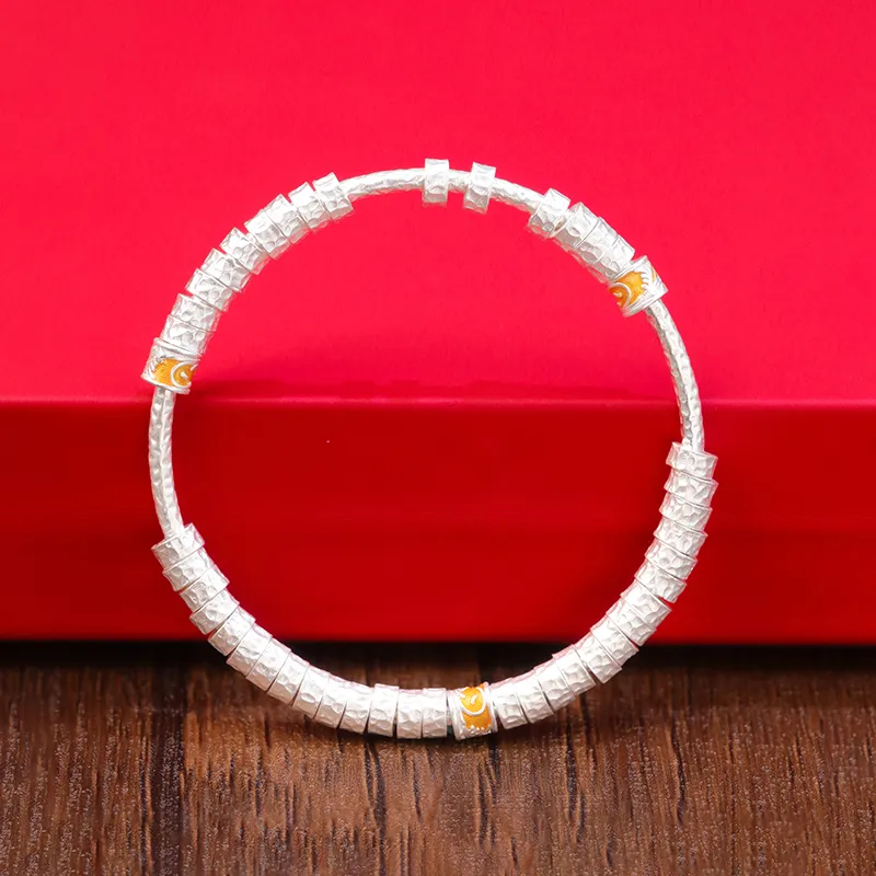 Heart Grass 999 Fine Silver Bangles Women's-2