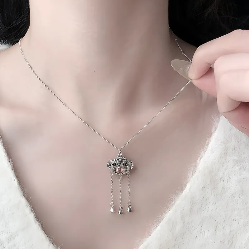 Heart Grass S925 Silver Necklaces Women's-4