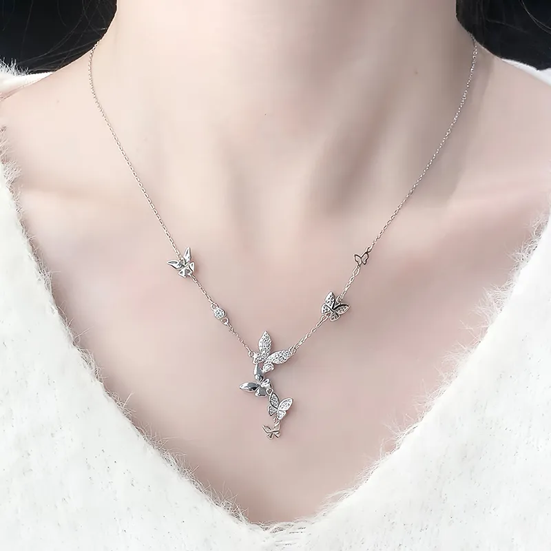 Heart Grass S925 Silver Necklaces Women's-3