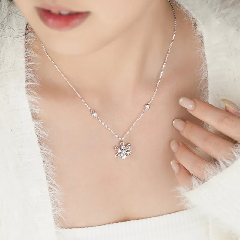 Heart Grass S925 Silver Necklaces Women's-3