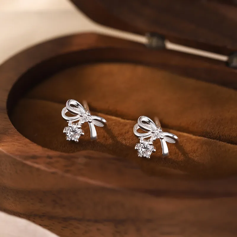 Heart Grass 999 Fine Silver Stud Earrings Women's-2
