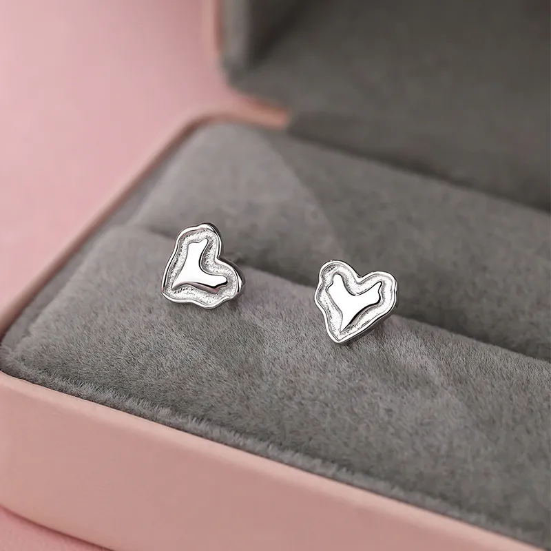 Heart Grass S925 Silver Stud Earrings Women's-1