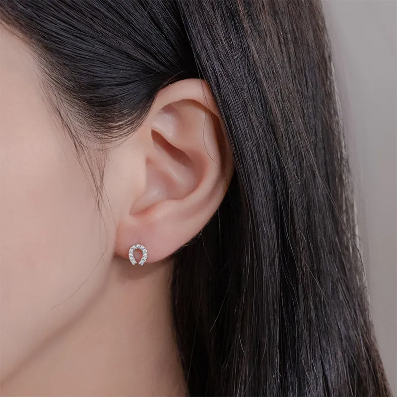 Heart Grass S925 Silver Stud Earrings Women's-3