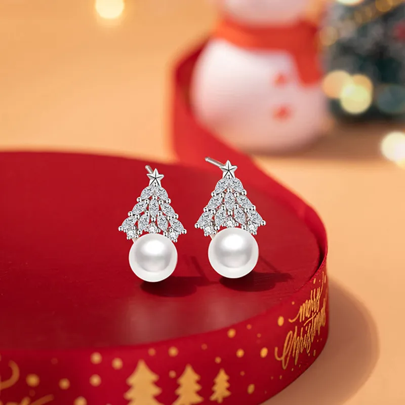 Heart Grass S925 Silver Stud Earrings Women's-4