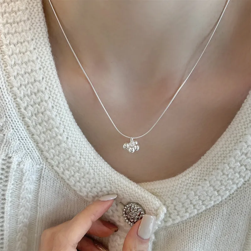 Heart Grass S925 Silver Necklaces Women's-3