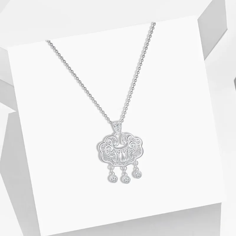 Heart Grass 999 Fine Silver Necklaces Women's-1
