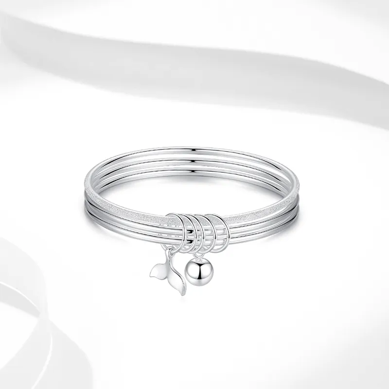 Heart Grass 999 Fine Silver Bangles Women's-3