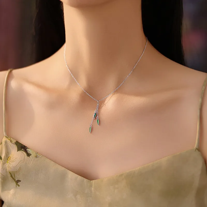 Heart Grass S925 Silver Necklaces Women's-3