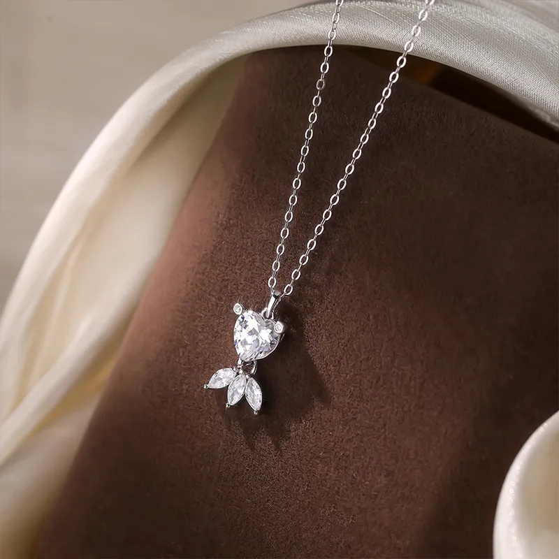 Heart Grass S925 Silver Necklaces Women's-1