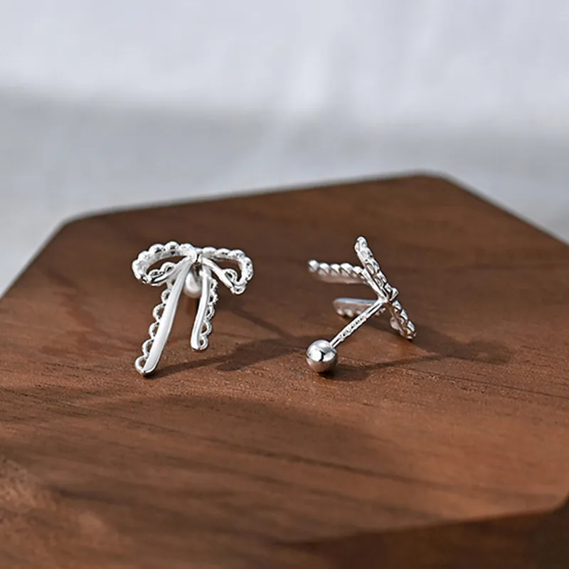 Heart Grass 999 Fine Silver Stud Earrings Women's-3