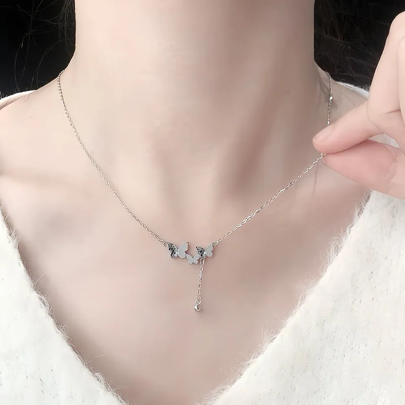 Heart Grass S925 Silver Necklaces Women's-4