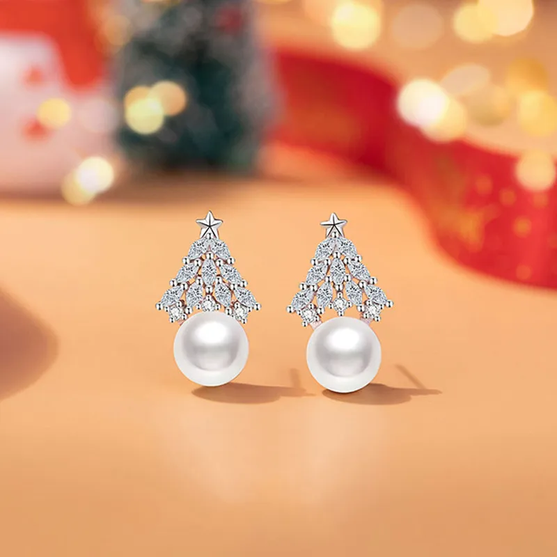 Heart Grass S925 Silver Stud Earrings Women's-1
