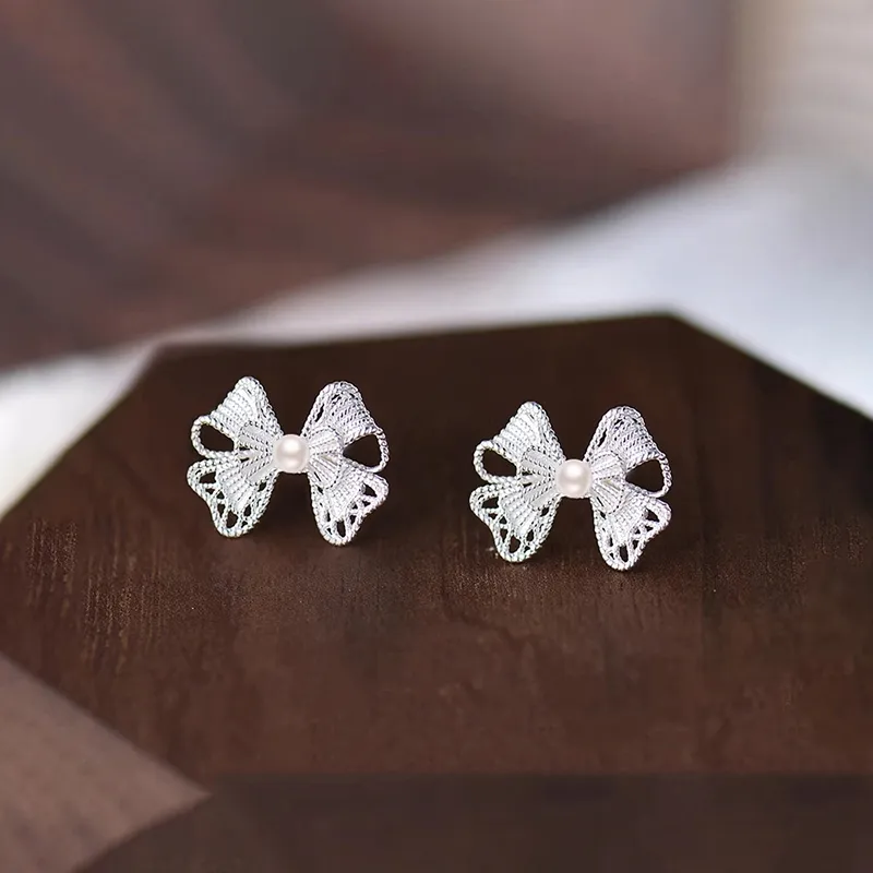 Heart Grass S925 Silver Stud Earrings Women's-1