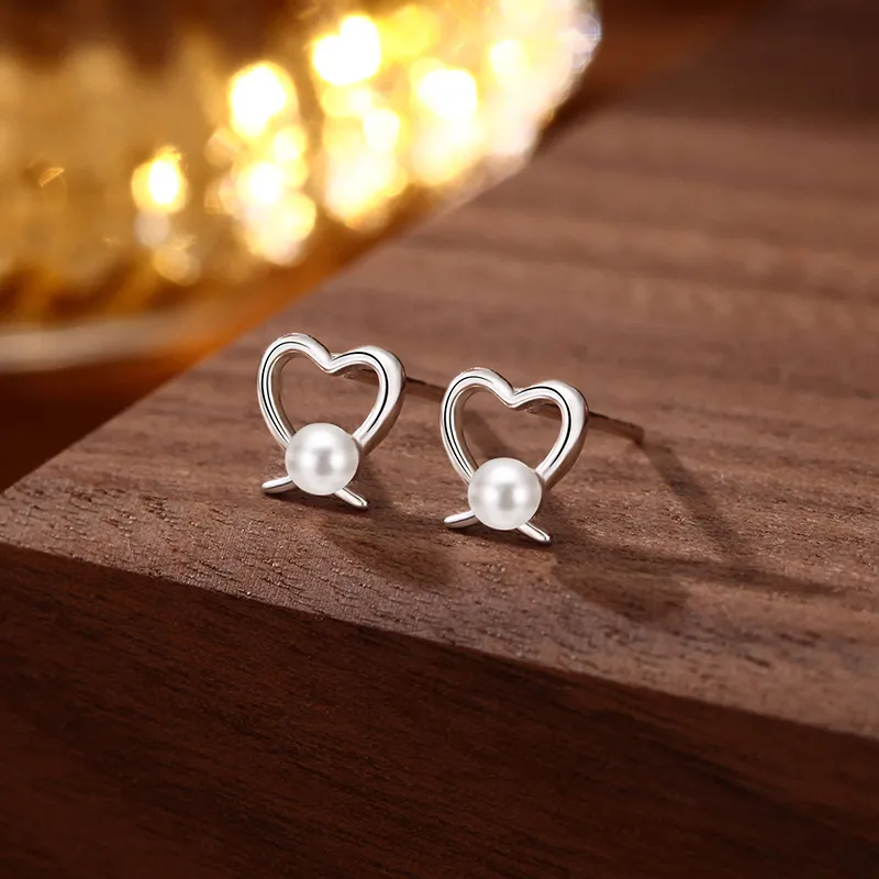 Heart Grass 999 Fine Silver Stud Earrings Women's-1