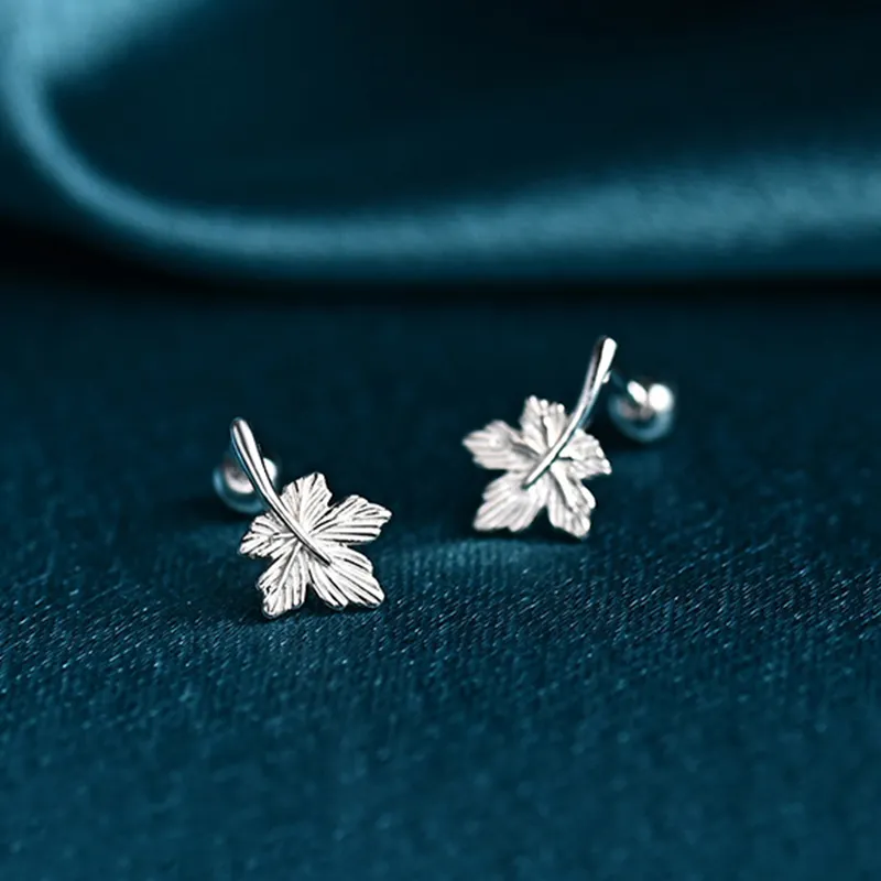 Heart Grass 999 Fine Silver Stud Earrings Women's-2