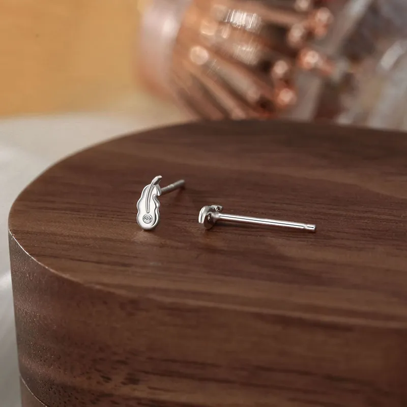 Heart Grass 999 Fine Silver Stud Earrings Women's-2