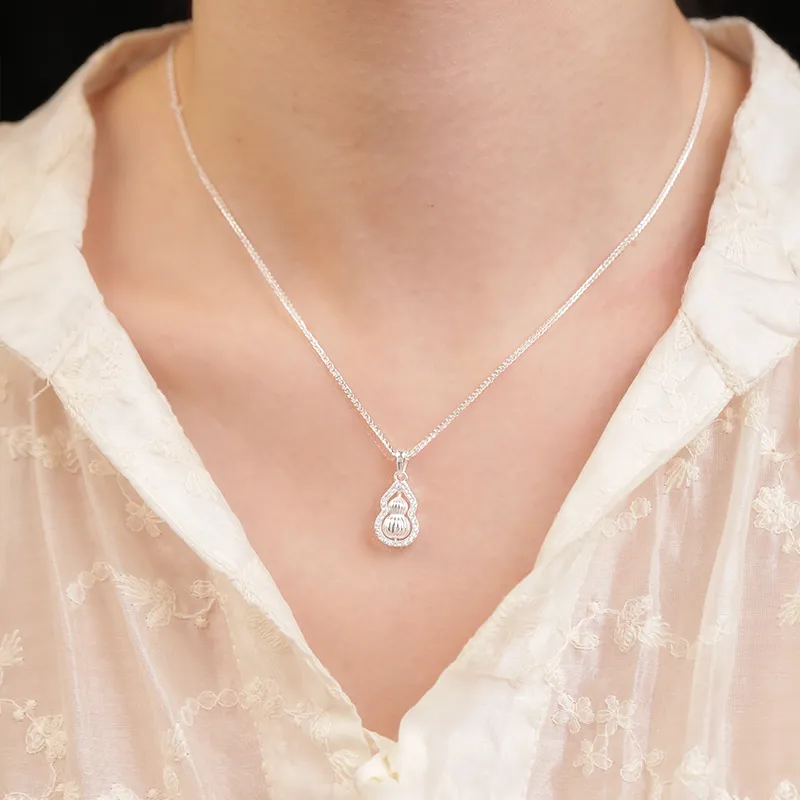 Heart Grass 999 Fine Silver Sterling Silver Necklaces Women's-3