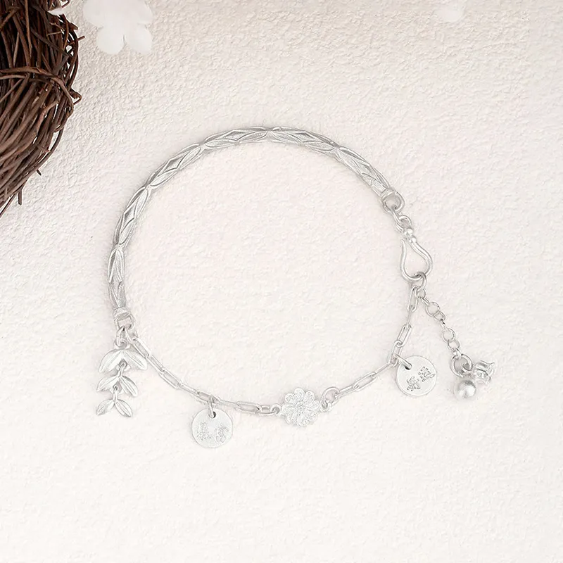 Heart Grass 999 Fine Silver Bracelets Women's-2