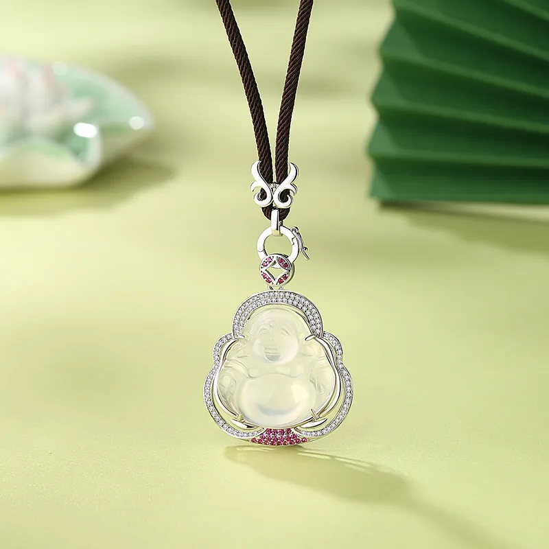 Heart Grass Chalcedony Jade Necklaces Women's-1