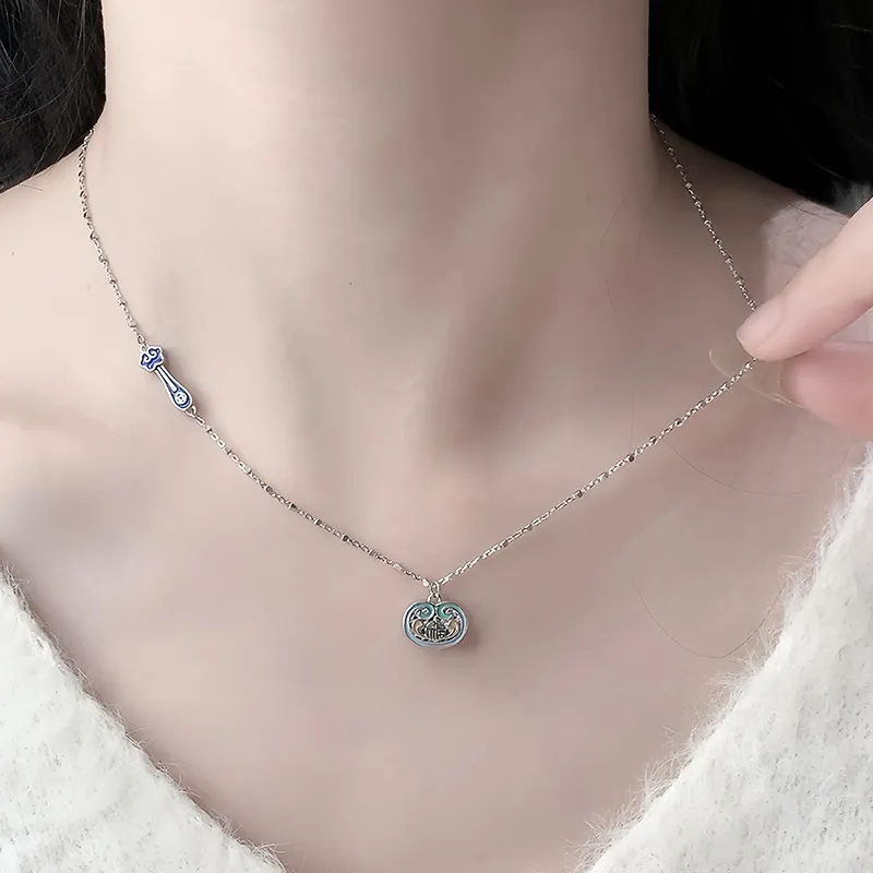 Heart Grass S925 Silver Necklaces Women's-4