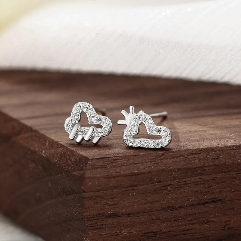 Heart Grass 999 Fine Silver Stud Earrings Women's-1