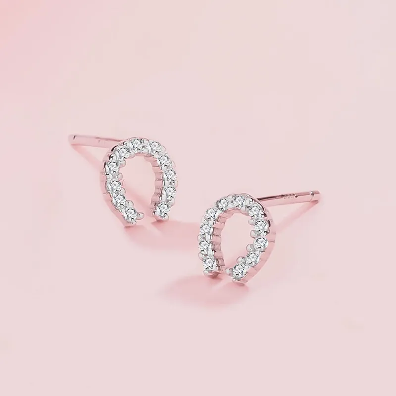 Heart Grass S925 Silver Stud Earrings Women's-2