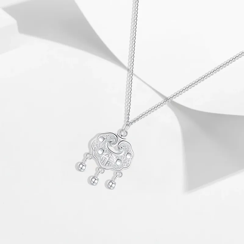 Heart Grass 999 Fine Silver Sterling Silver Necklaces Women's-2