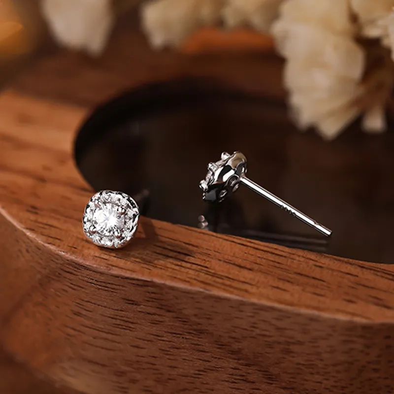 Heart Grass 999 Fine Silver Stud Earrings Women's-3