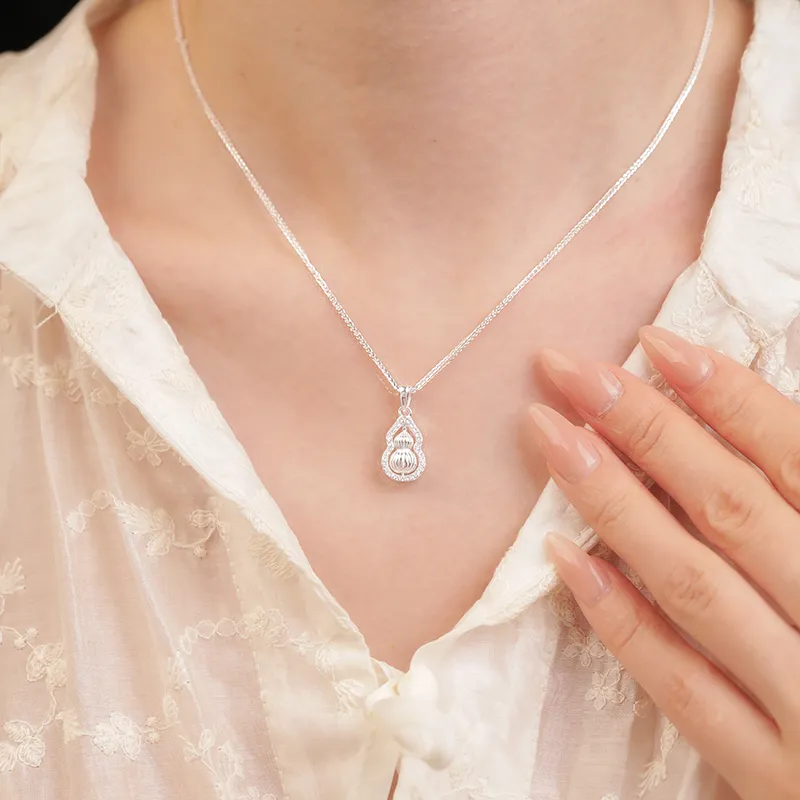 Heart Grass 999 Fine Silver Sterling Silver Necklaces Women's-4