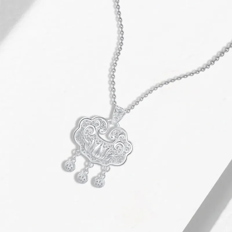 Heart Grass 999 Fine Silver Necklaces Women's-2