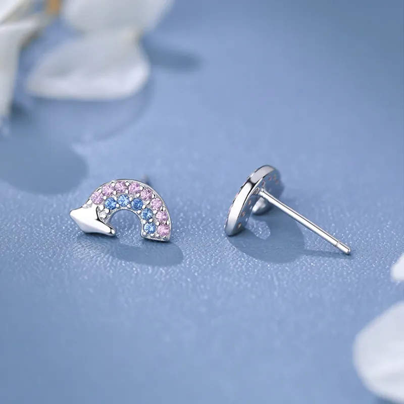 Heart Grass S925 Silver Stud Earrings Women's-2