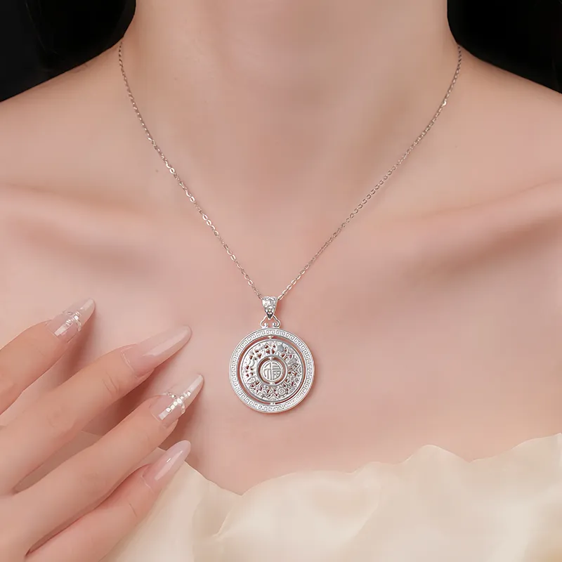 Heart Grass 999 Fine Silver Necklaces Women's-4
