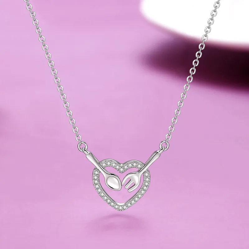 Heart Grass S925 Silver Necklaces Women's-1