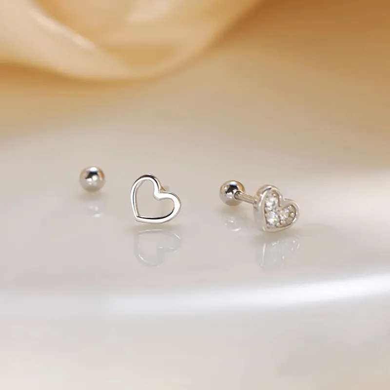 Heart Grass 999 Fine Silver Stud Earrings Women's-1