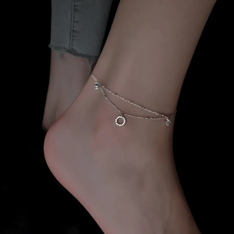 Heart Grass S925 Silver Anklets Women's-4