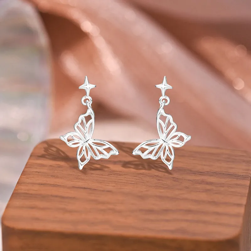 Heart Grass 999 Fine Silver Stud Earrings Women's-1
